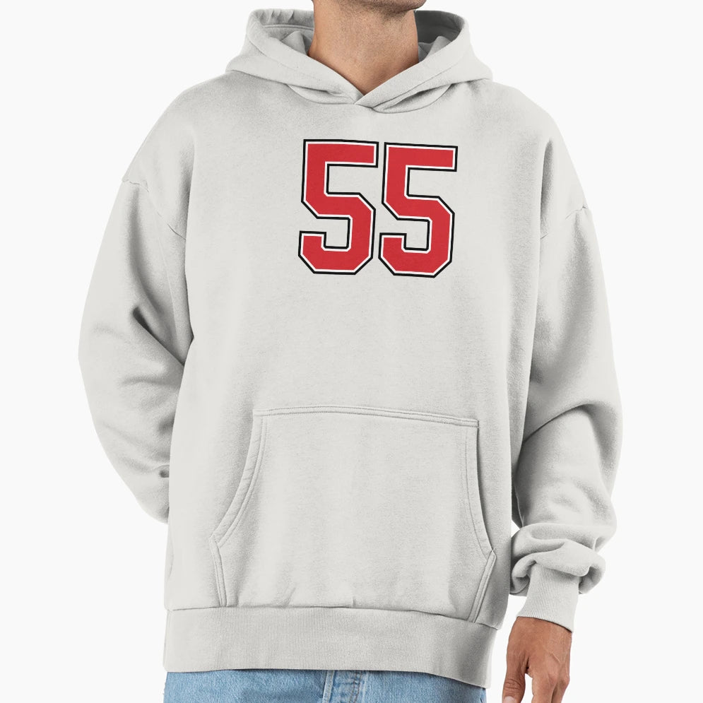 Sports Number 55 Red Black Color Lucky Hoodie - Novelty Apparel Unisex - T-Shirt, Sweatshirt, Hoodie