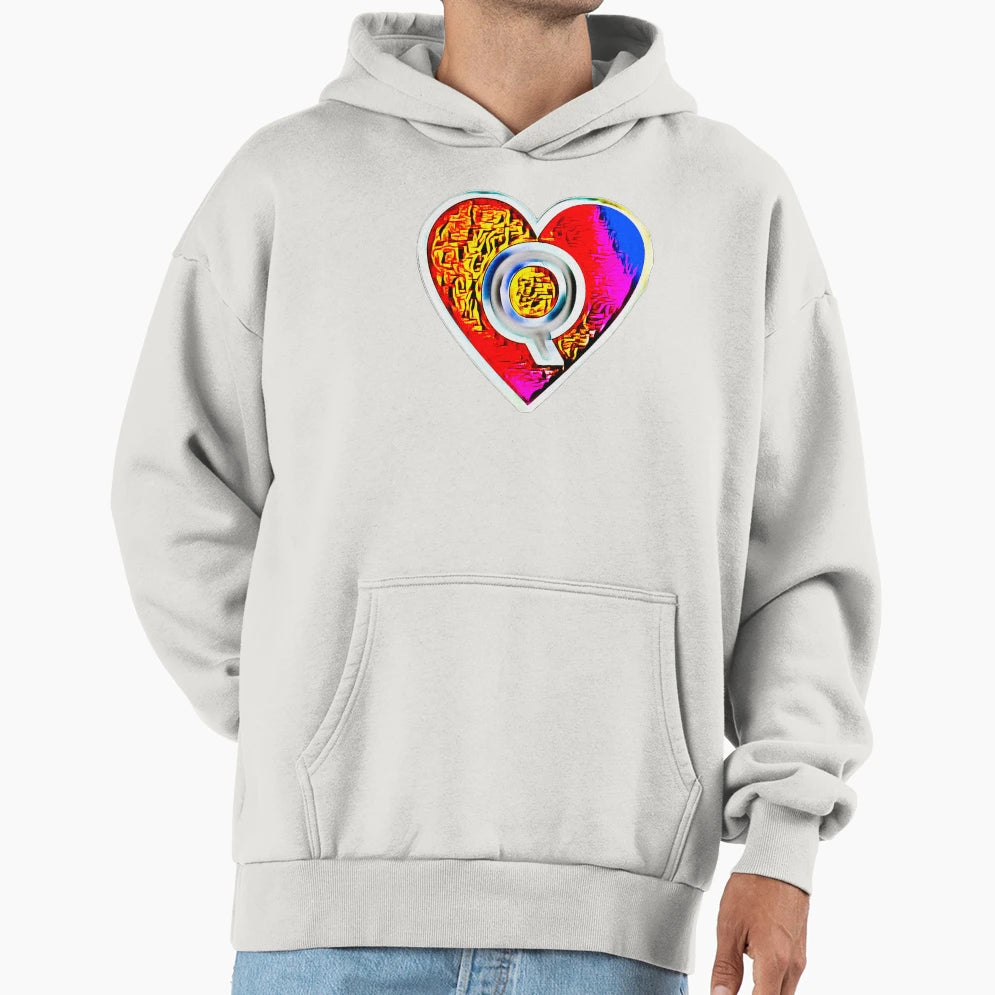 Q Heart Hoodie - Novelty Apparel for Adults - T-Shirt, Sweatshirt, Hoodie