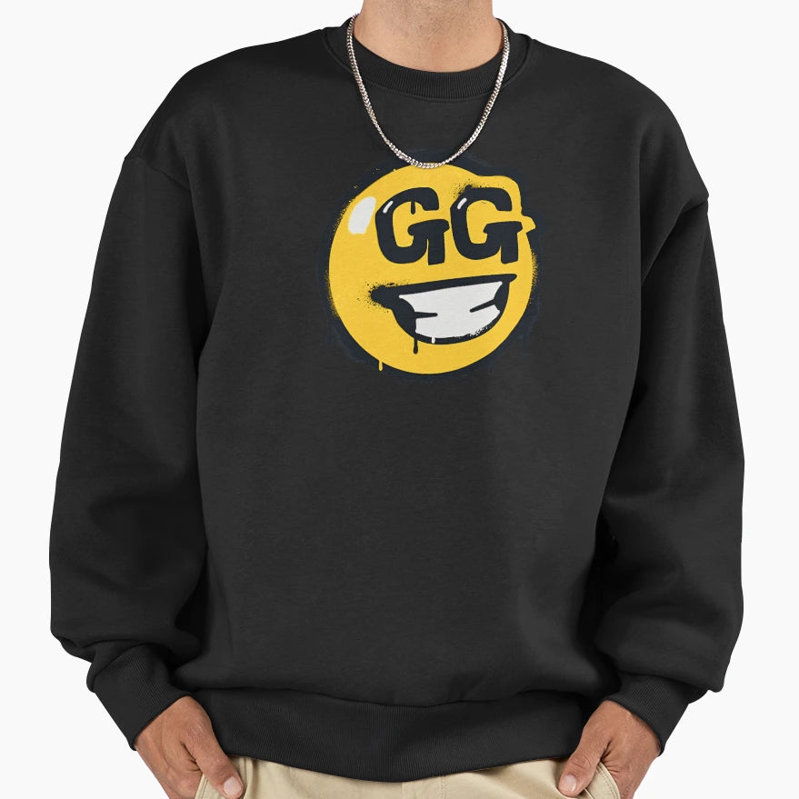 Gg Smiley Face Graffiti Sweatshirt - Trendy Graphic for Adults - T-Shirt, Sweatshirt, Hoodie