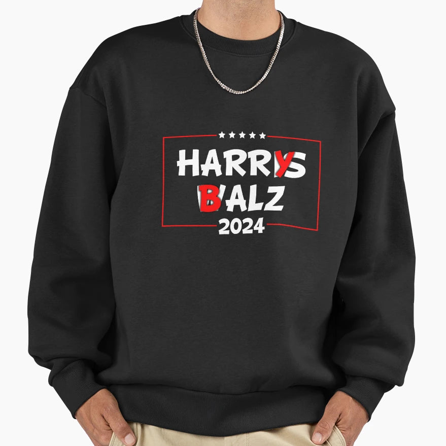 Harry Balz 2024 Harris Walz Sweatshirt - Aesthetic Graphic Men Women - T-Shirt, Sweatshirt, Hoodie