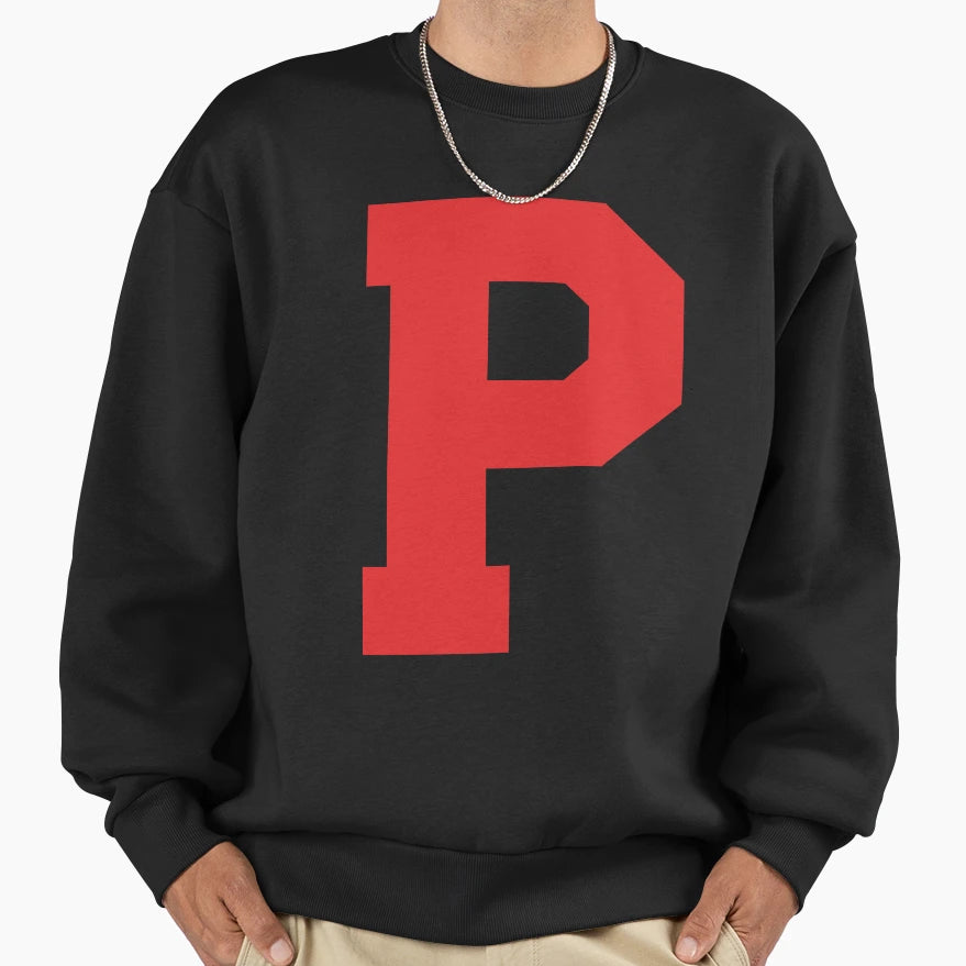 Alphabet Red P Sports Letter P Sweatshirt - Minimalist Print Men Women - T-Shirt, Sweatshirt, Hoodie