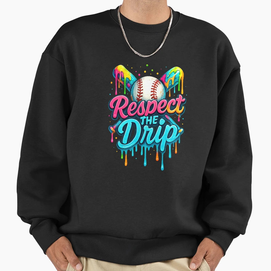 Baseball Drip Ice Cream Drip Sweatshirt - Aesthetic Graphic for Adults - T-Shirt, Sweatshirt, Hoodie