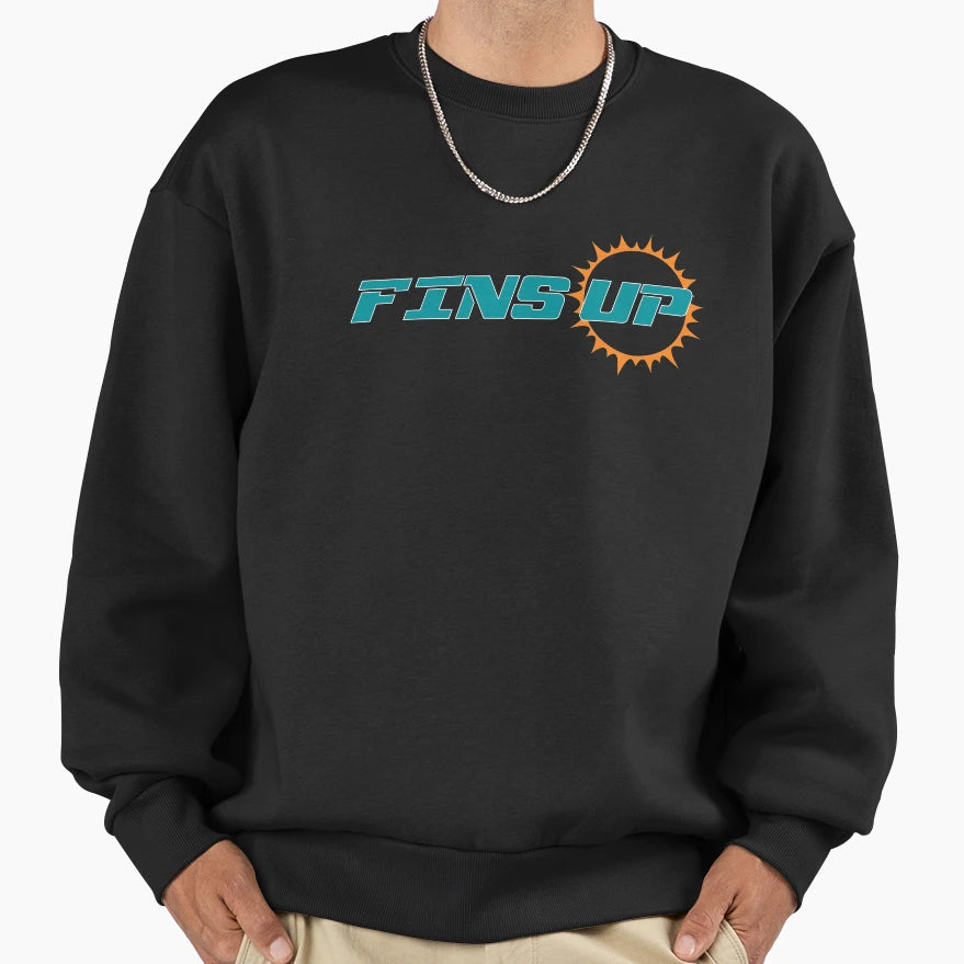 Fins Up Miami Dolphins American Sweatshirt - Minimalist Print for Adults - T-Shirt, Sweatshirt, Hoodie