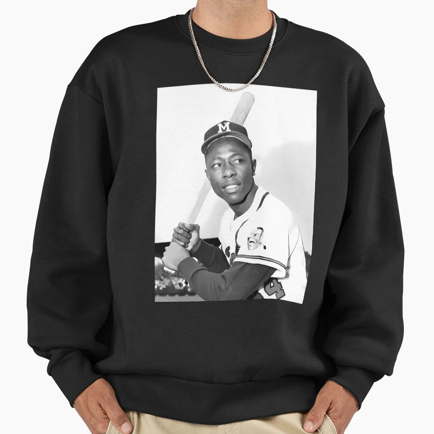 Hammerin Hank Aaron Bw Sweatshirt - Fun Novelty Design Unisex - T-Shirt, Sweatshirt, Hoodie