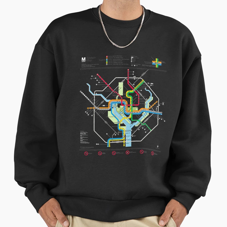 Washington Dc Metro Map Silver Line Sweatshirt - Minimalist Print Unisex - T-Shirt, Sweatshirt, Hoodie
