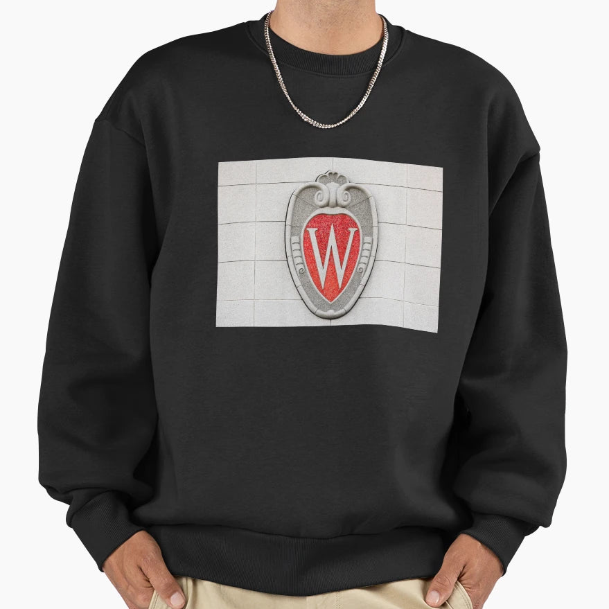 University Wisconsin Crest Sweatshirt - Graphic Print Men Women - T-Shirt, Sweatshirt, Hoodie