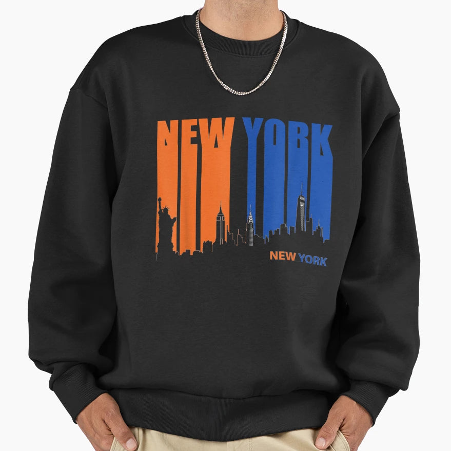 New York Three Stripes Sweatshirt - Fun Novelty Design for Adults - T-Shirt, Sweatshirt, Hoodie