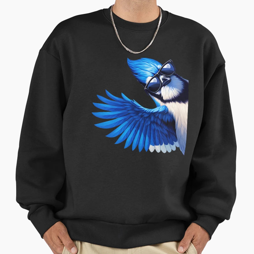 Blue Jay Cyanocitta Cristata Sunglasses Sweatshirt - Trendy Graphic Unisex - T-Shirt, Sweatshirt, Hoodie
