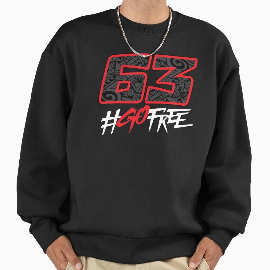 Pecco Bagnaia 63 Go Free Sweatshirt - Novelty Apparel for Adults - T-Shirt, Sweatshirt, Hoodie