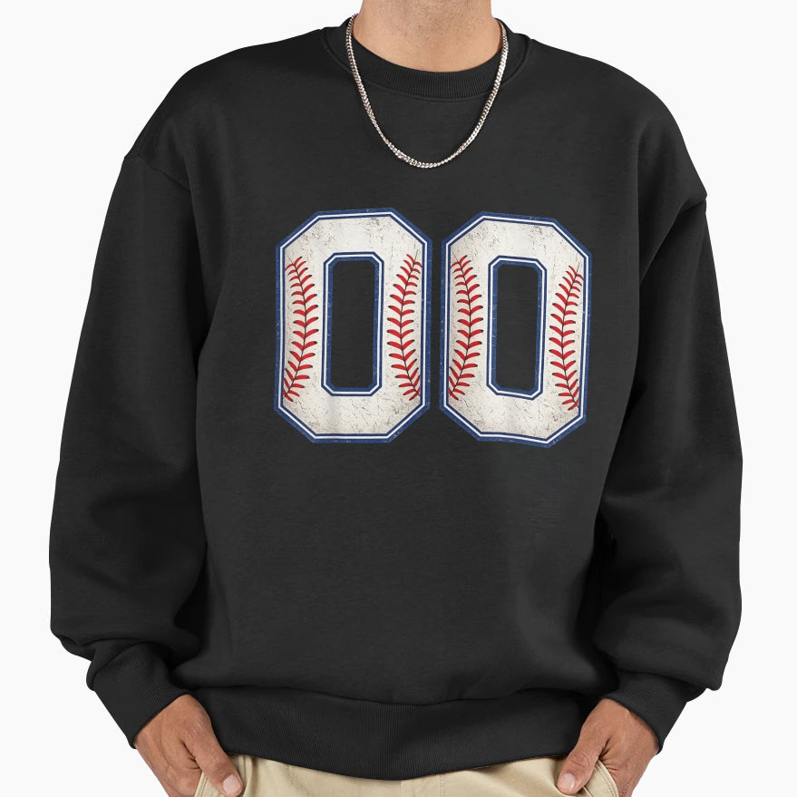 Distressed Baseball Number Double Sweatshirt - Minimalist Print for Adults - T-Shirt, Sweatshirt, Hoodie