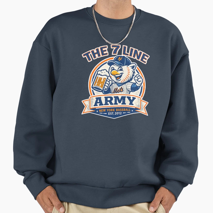 7 Line Army New York Baseball Beer Fan T-Shirt - Trendy Graphic Unisex - T-Shirt, Sweatshirt, Hoodie