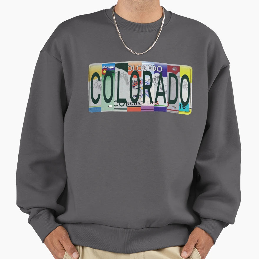 Colorado License Plates Sweatshirt - Custom Art Print for Adults - T-Shirt, Sweatshirt, Hoodie