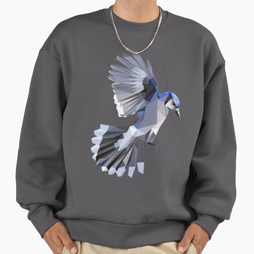 Geometric Blue Jay Sweatshirt - Graphic Print Men Women - T-Shirt, Sweatshirt, Hoodie