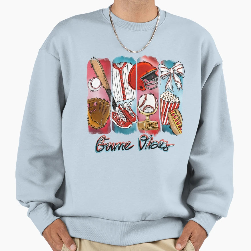 Baseball Game Vibes Sweatshirt - Trendy Graphic Unisex - T-Shirt, Sweatshirt, Hoodie