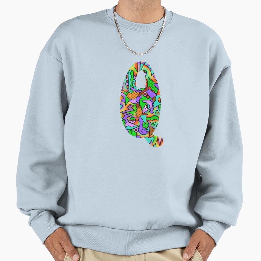 Psychedelic Monogram Initial Sweatshirt - Fun Novelty Design for Adults - T-Shirt, Sweatshirt, Hoodie