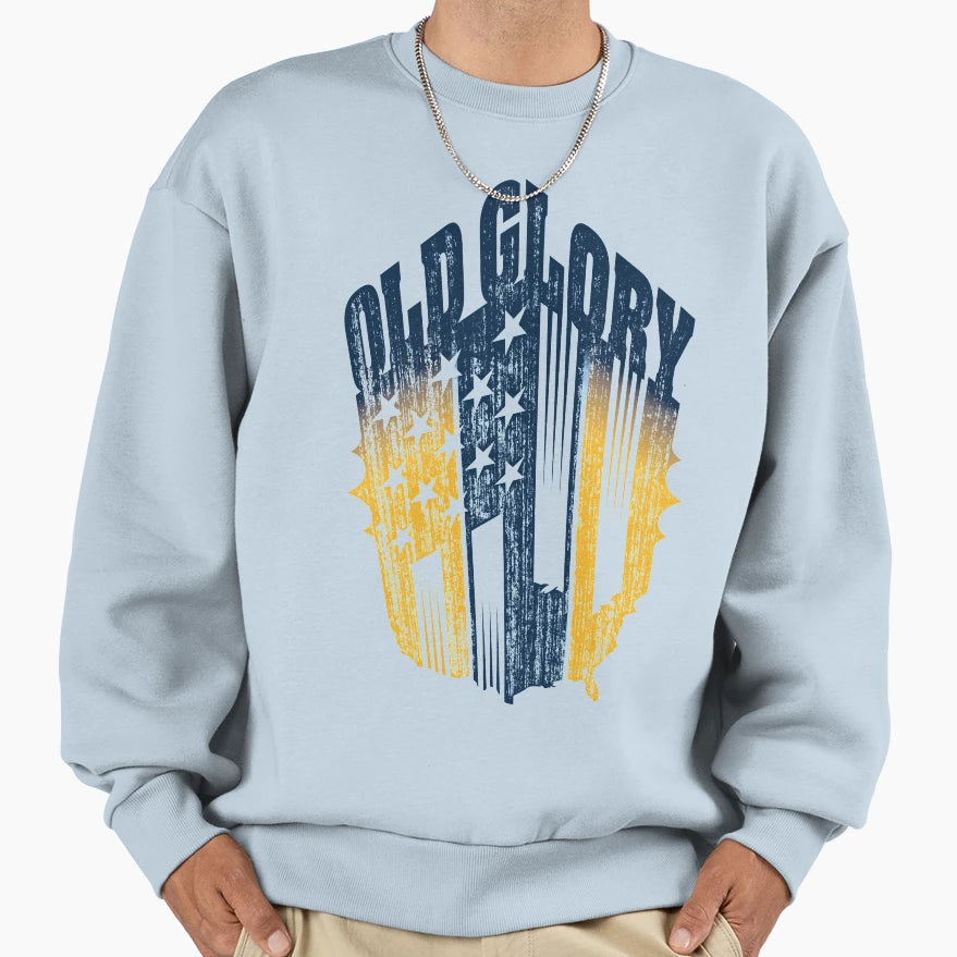 Old Glory Nation Blue Gold Sweatshirt - Casual Everyday Wear Unisex - T-Shirt, Sweatshirt, Hoodie