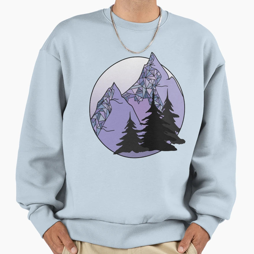 Hiking Mountains Geometric Sweatshirt - Minimalist Print Men Women - T-Shirt, Sweatshirt, Hoodie
