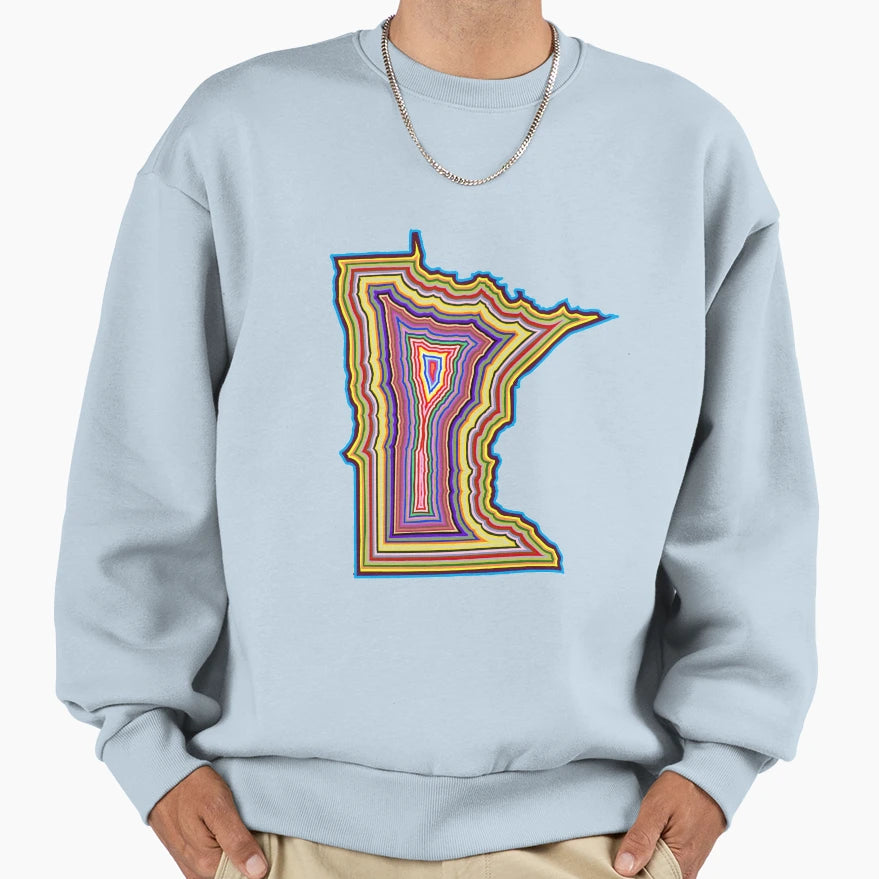 Minnesota Colorful Outline Sweatshirt - Custom Art Print for Adults - T-Shirt, Sweatshirt, Hoodie