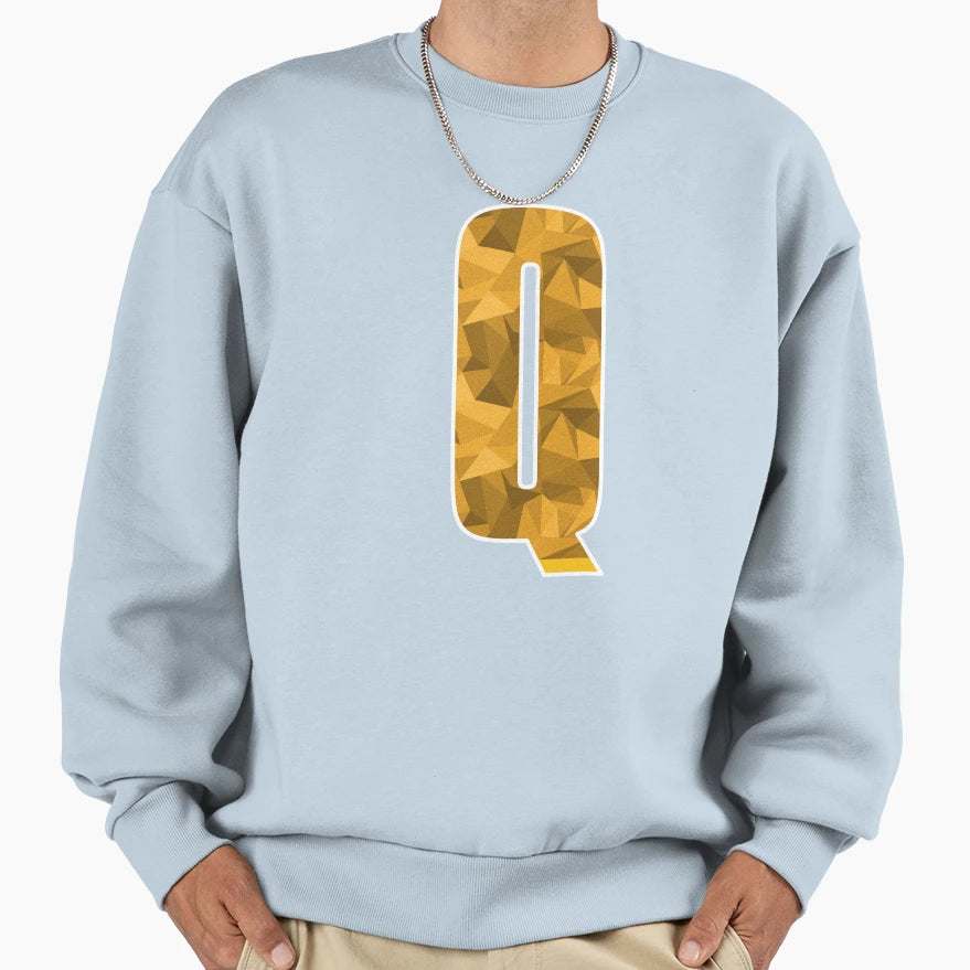 Letter Q Monogram Letter Art Yellow Sweatshirt - Graphic Print Unisex - T-Shirt, Sweatshirt, Hoodie