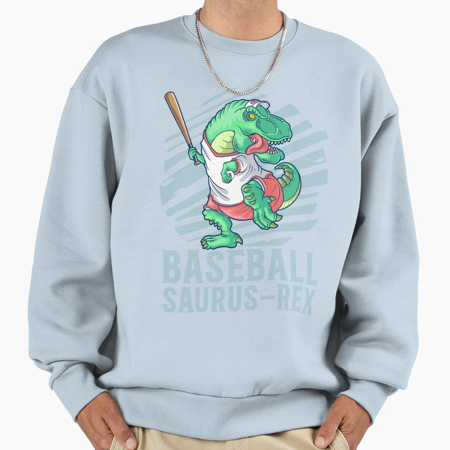 Baseball Saurus Rex Dinosaur Sweatshirt - Fun Novelty Design for Adults - T-Shirt, Sweatshirt, Hoodie
