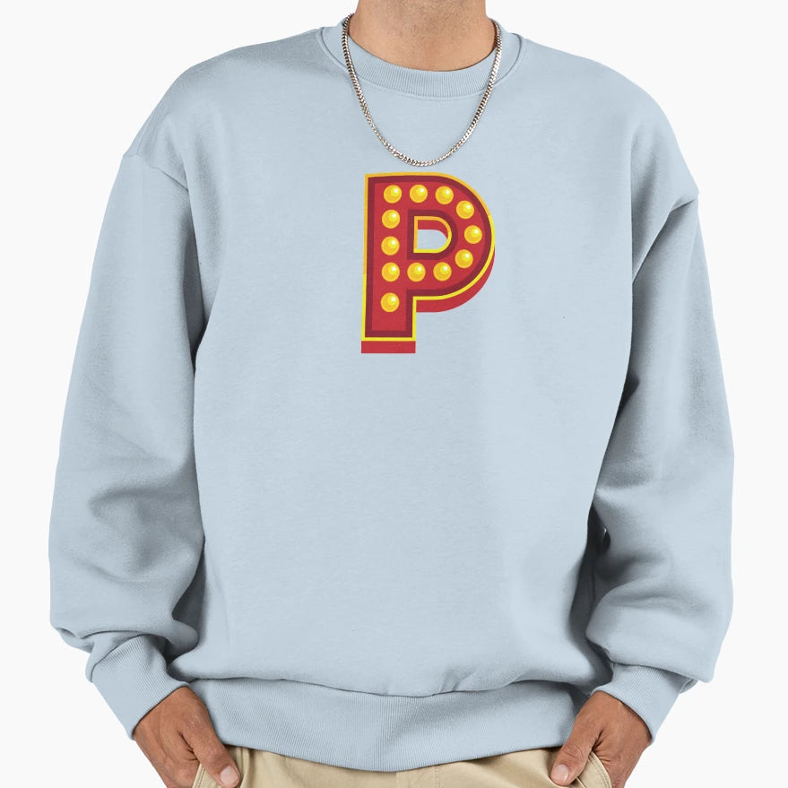 Letter P Disco Sweatshirt - Aesthetic Graphic Men Women - T-Shirt, Sweatshirt, Hoodie