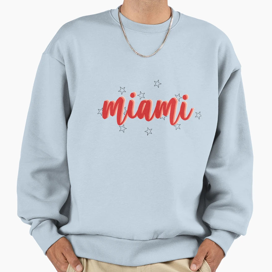 Miami Star Calligraphy Sweatshirt - Trendy Graphic Men Women - T-Shirt, Sweatshirt, Hoodie
