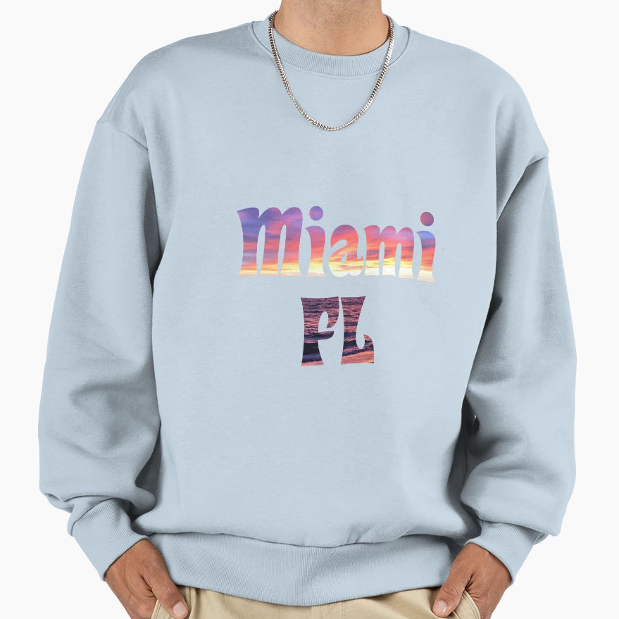 Miami Florida Fl Ocean Text Sweatshirt - Novelty Apparel Men Women - T-Shirt, Sweatshirt, Hoodie