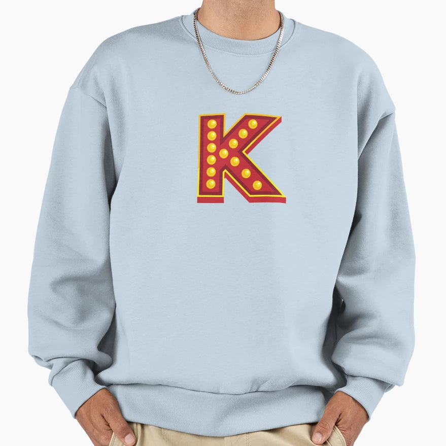Letter K Disco Sweatshirt - Aesthetic Graphic Men Women - T-Shirt, Sweatshirt, Hoodie