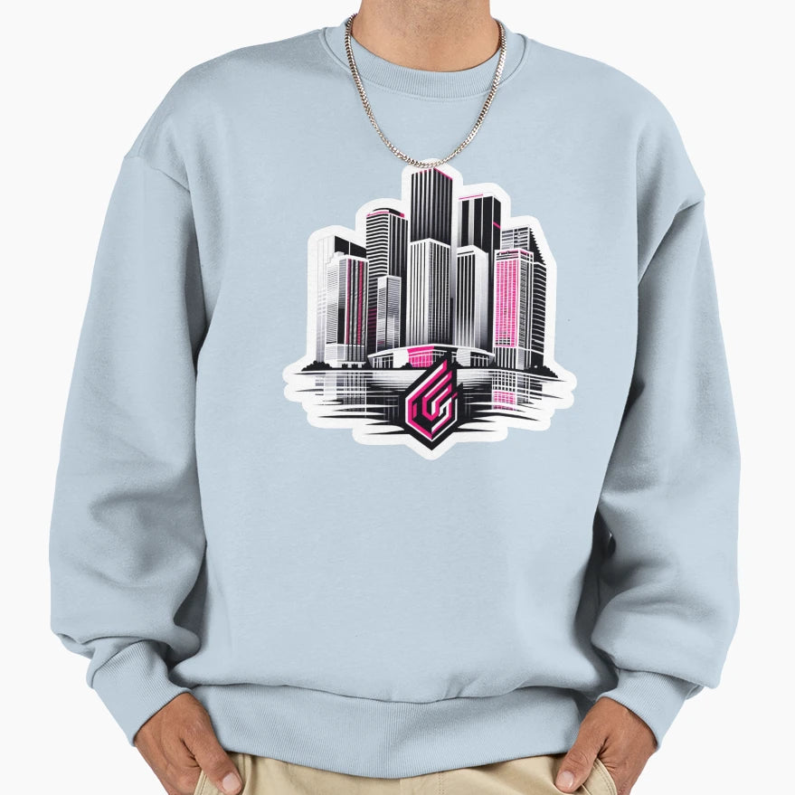 Geometric Miami Skyline Sweatshirt - Aesthetic Graphic Unisex - T-Shirt, Sweatshirt, Hoodie