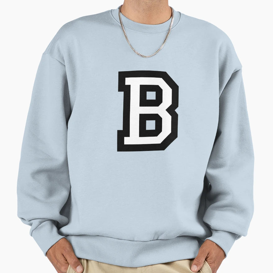 Letter B Two Color White Sweatshirt - Novelty Apparel Unisex - T-Shirt, Sweatshirt, Hoodie