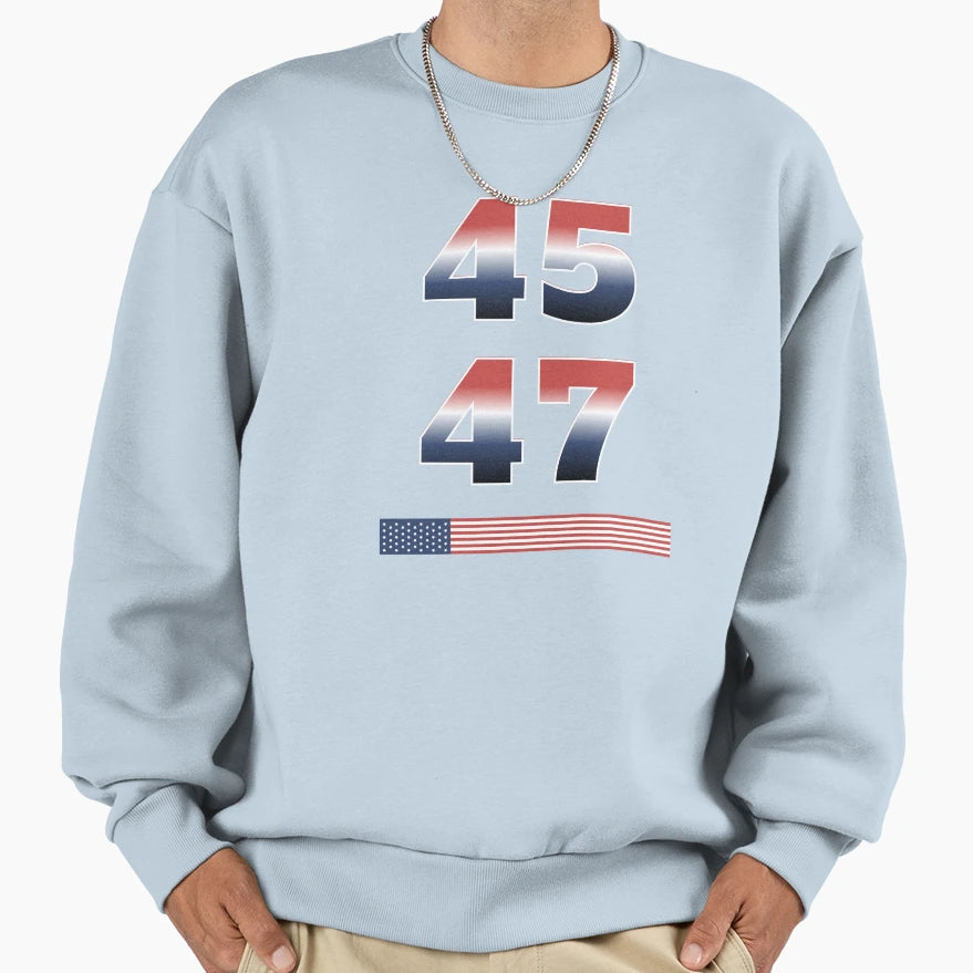 45 47 Trump Patriotic Usa Flag Sweatshirt - Trendy Graphic Unisex - T-Shirt, Sweatshirt, Hoodie