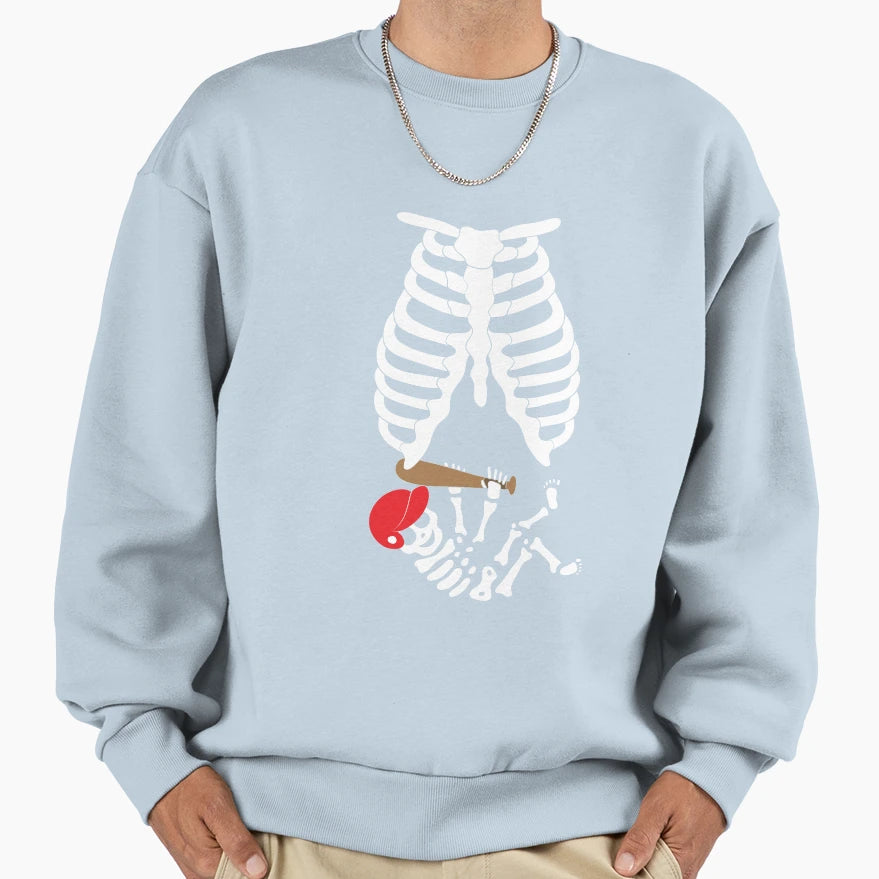 Funny Baseball Skeleton Mom Sweatshirt - Graphic Print for Adults - T-Shirt, Sweatshirt, Hoodie