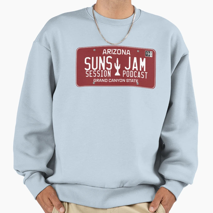 Suns Jam Az License Plate Maroon Sweatshirt - Unique Graphic for Adults - T-Shirt, Sweatshirt, Hoodie