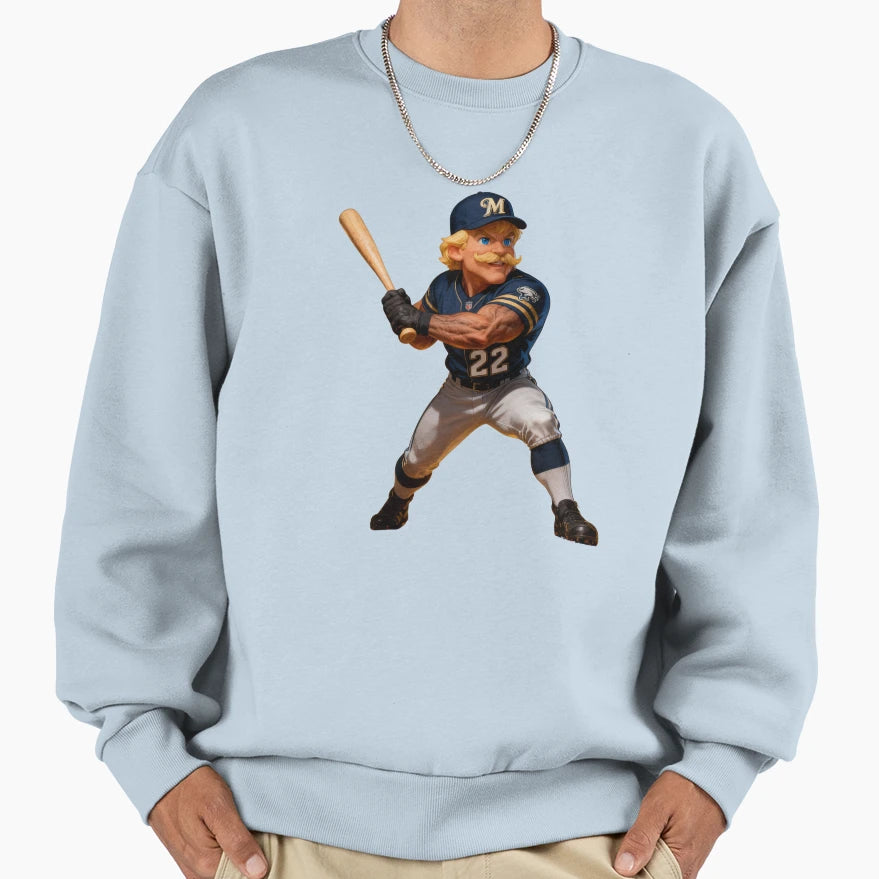 Bernie Brewer Baseball Player Sweatshirt - Casual Everyday Wear Unisex - T-Shirt, Sweatshirt, Hoodie