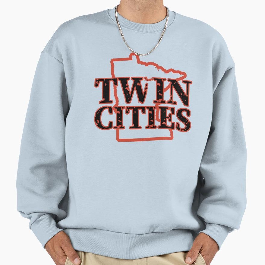 Twin Cities Faded Red Sweatshirt - Novelty Apparel for Adults - T-Shirt, Sweatshirt, Hoodie