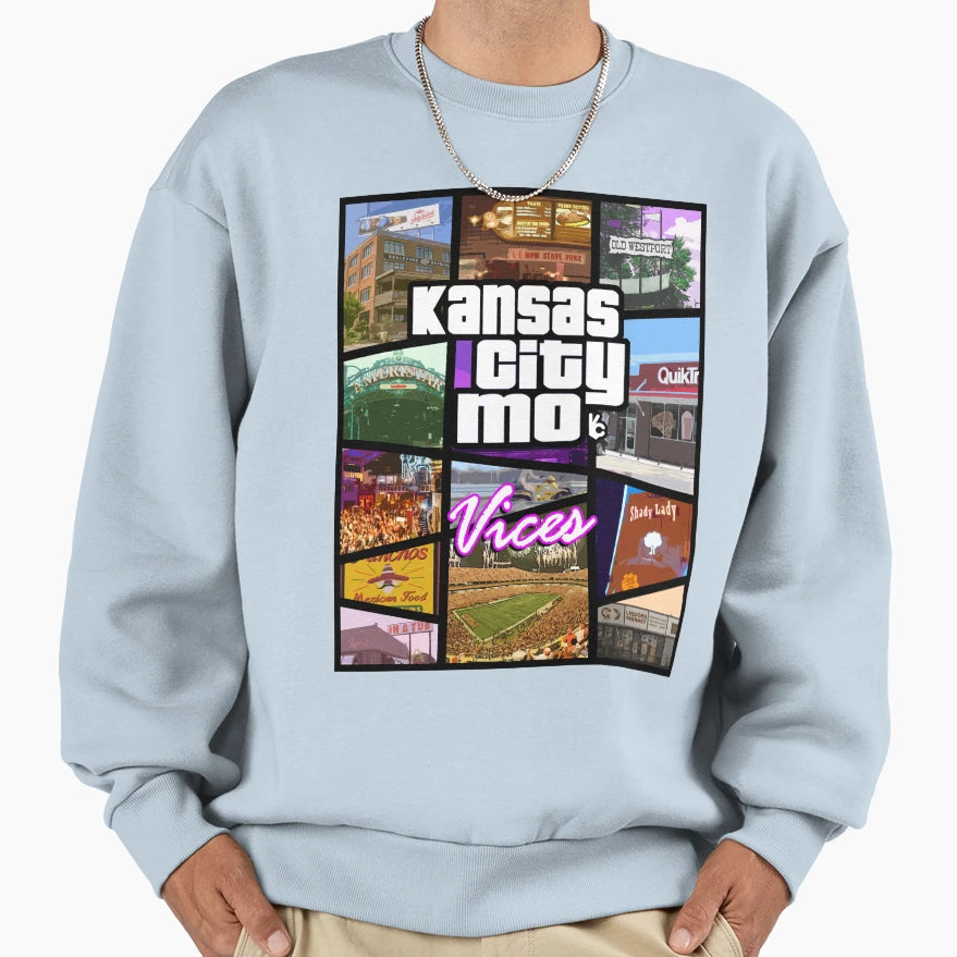Kansas City Funny Vices Sweatshirt - Unique Graphic Unisex - T-Shirt, Sweatshirt, Hoodie