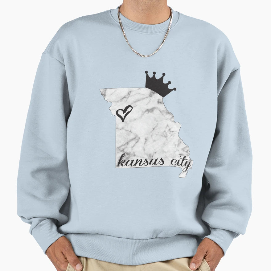 Kansas City Marble Crown Sweatshirt - Graphic Print for Adults - T-Shirt, Sweatshirt, Hoodie