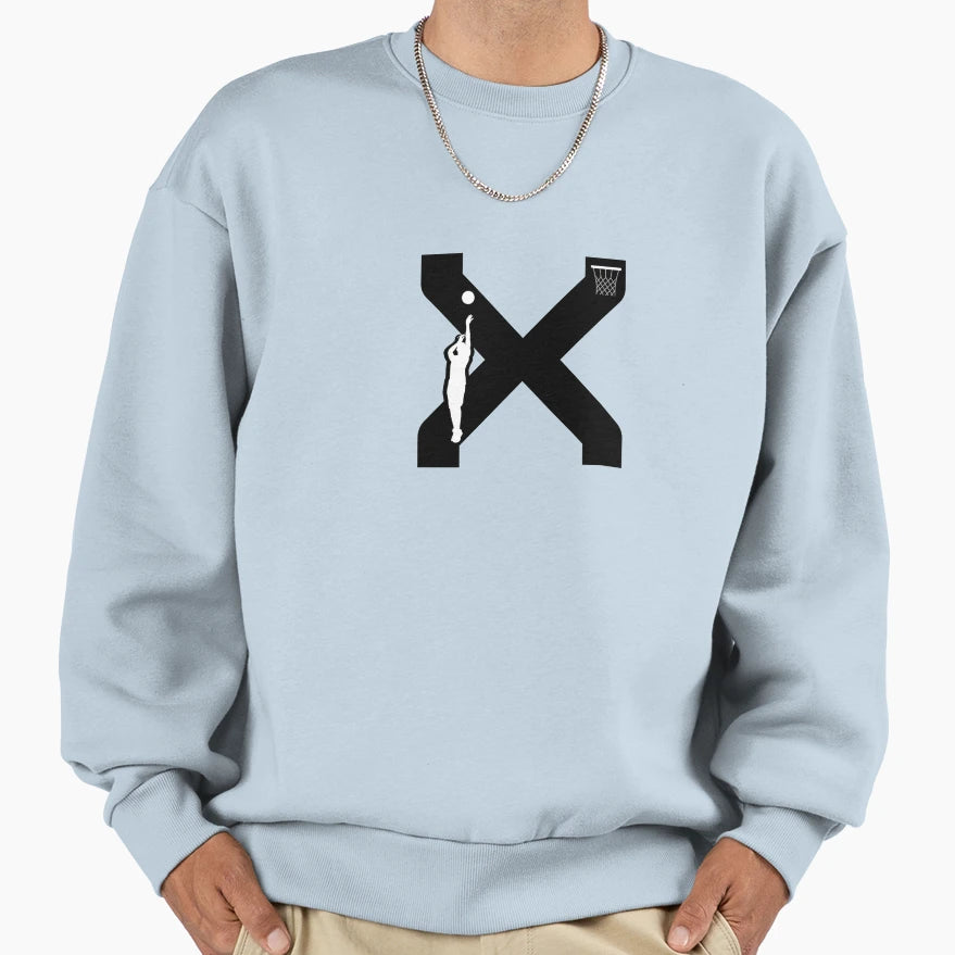 Personalized Basketball Initial X Sweatshirt - Novelty Apparel for Adults - T-Shirt, Sweatshirt, Hoodie