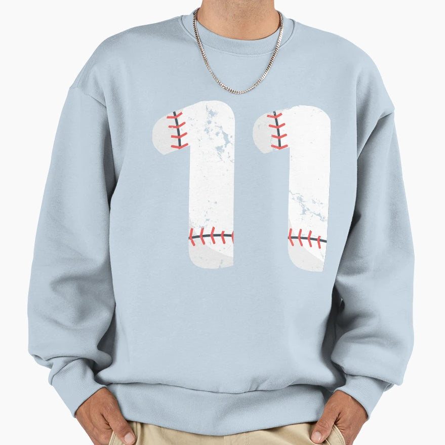 11 Birthday Baseball Number 11 Sweatshirt - Minimalist Print Men Women - T-Shirt, Sweatshirt, Hoodie
