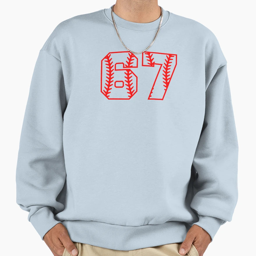 Baseball Number 67 Sweatshirt - Custom Art Print Men Women - T-Shirt, Sweatshirt, Hoodie