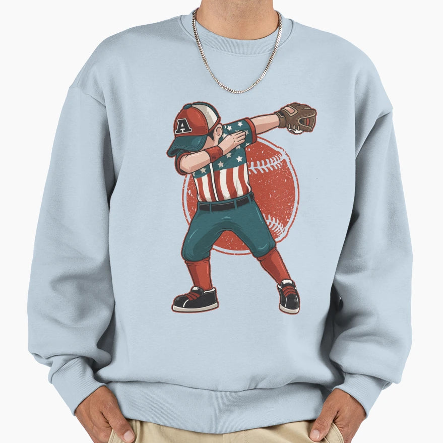 Dabbing Baseball Player Baller Sweatshirt - Trendy Graphic Unisex - T-Shirt, Sweatshirt, Hoodie