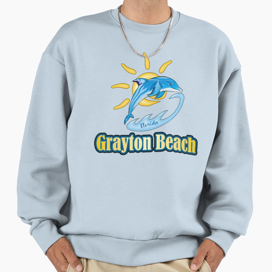 Grayton Beach Florida Dolphin Sweatshirt - Custom Art Print for Adults - T-Shirt, Sweatshirt, Hoodie