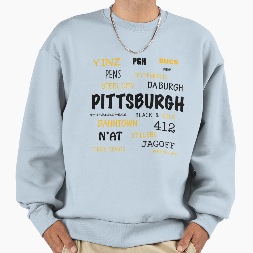 All Things Pittsburgh Black And Gold Sweatshirt - Minimalist Print Unisex - T-Shirt, Sweatshirt, Hoodie