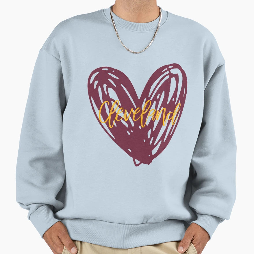 Cleveland Heart 2 Sweatshirt - Fun Novelty Design for Adults - T-Shirt, Sweatshirt, Hoodie