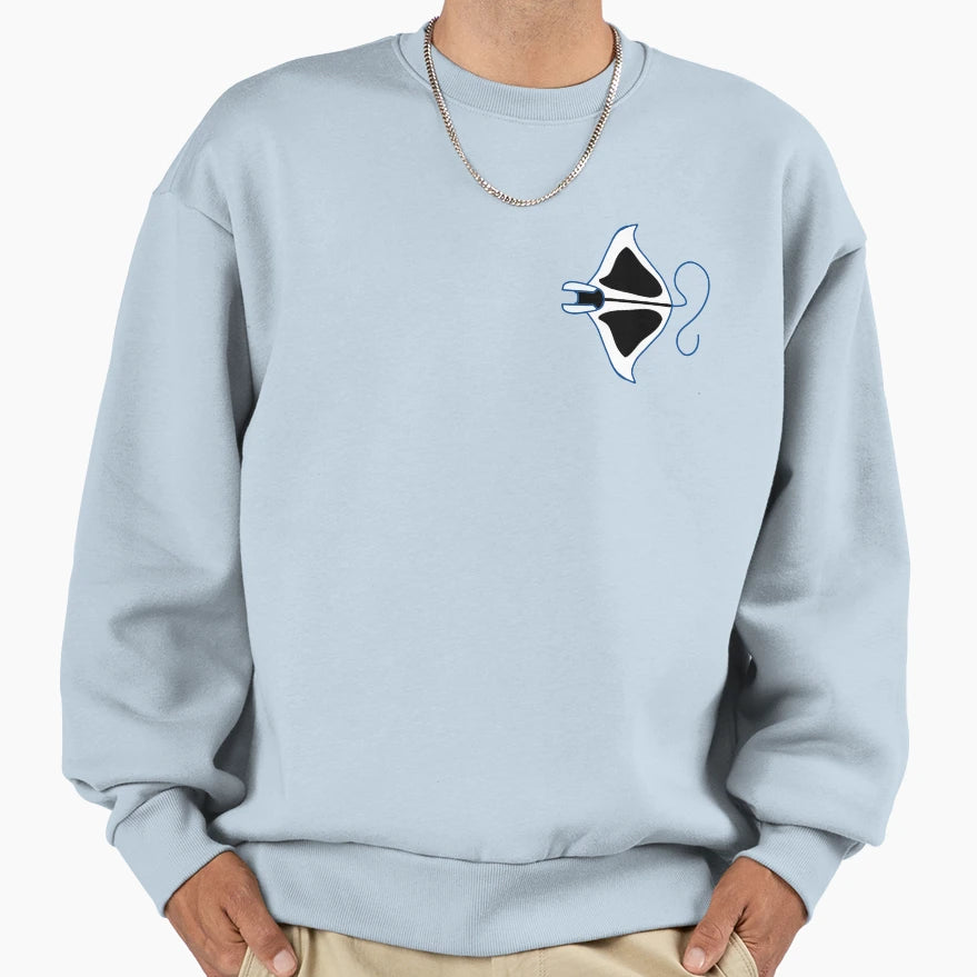 Two Tone Linear Stylized Manta Sweatshirt - Graphic Print Unisex - T-Shirt, Sweatshirt, Hoodie