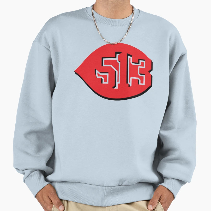 Baseball Cincinnati 513 Area Code Sweatshirt - Aesthetic Graphic Unisex - T-Shirt, Sweatshirt, Hoodie