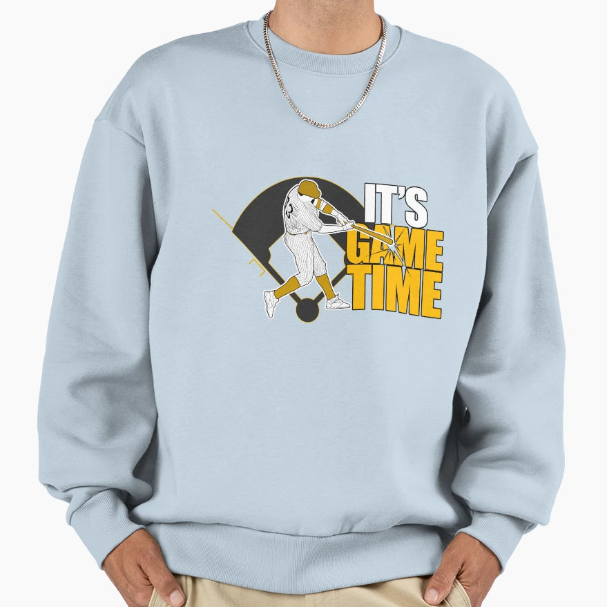 Its Game Time Baseball Yellow Sweatshirt - Trendy Graphic for Adults - T-Shirt, Sweatshirt, Hoodie
