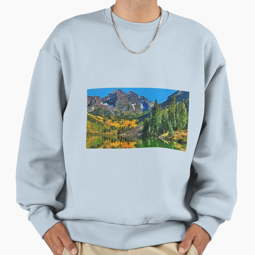 Wonderful Maroon Bells Sweatshirt - Aesthetic Graphic for Adults - T-Shirt, Sweatshirt, Hoodie