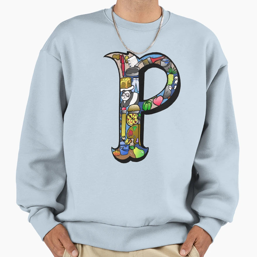 Doodle Letter P Sweatshirt - Trendy Graphic for Adults - T-Shirt, Sweatshirt, Hoodie