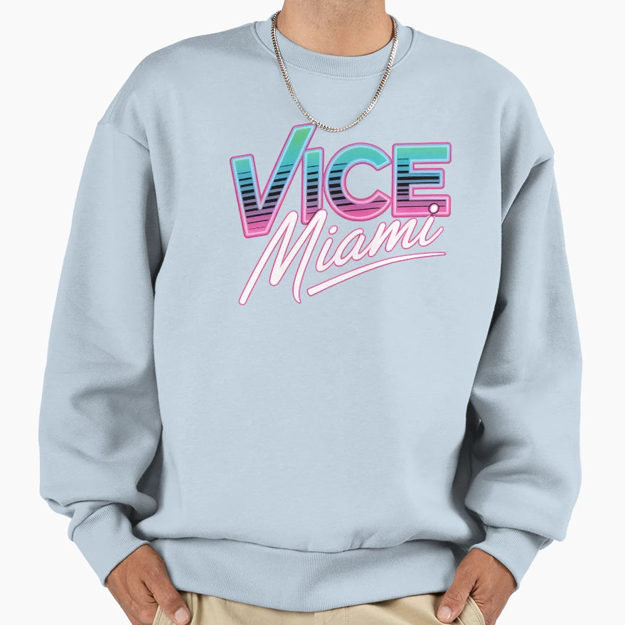 Vice Miami 80S Neon Vibes Sweatshirt - Custom Art Print for Adults - T-Shirt, Sweatshirt, Hoodie